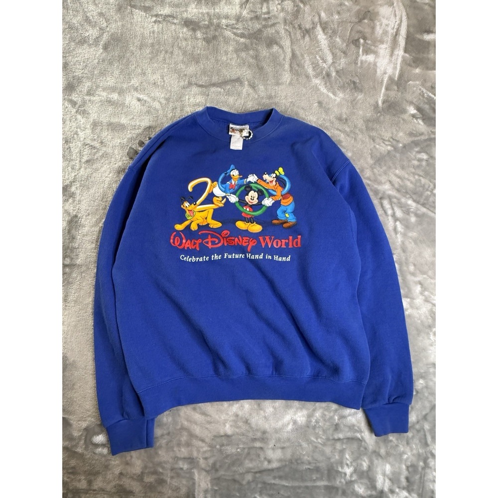 Vintage 2000 Walt Disney World Crewneck Sweatshirt Made In USA Red Medium Y2k
